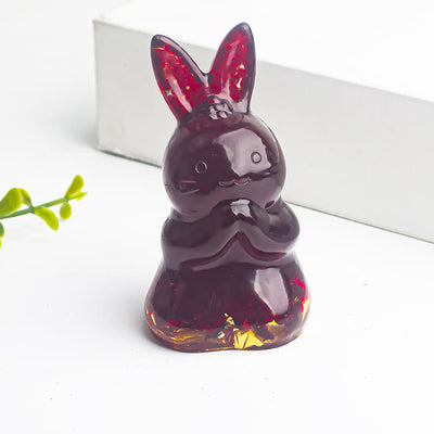 Olivenorma Crystal Gravel Epoxy Wishing Rabbit Gemstone Decoration - Garnet - image 11