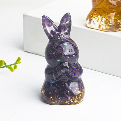 Olivenorma Crystal Gravel Epoxy Wishing Rabbit Gemstone Decoration - Amethyst - image 2
