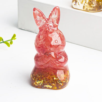 Olivenorma Crystal Gravel Epoxy Wishing Rabbit Gemstone Decoration - Red Smelting Quartz - image 17