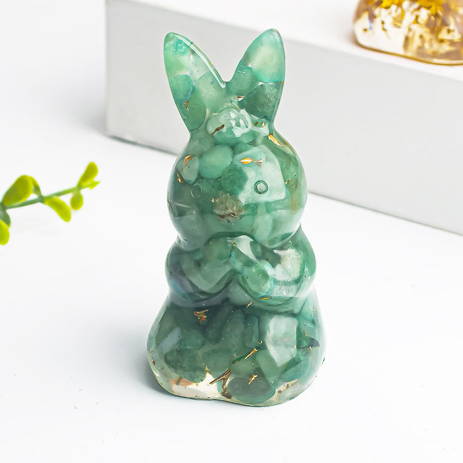Olivenorma Crystal Gravel Epoxy Wishing Rabbit Gemstone Decoration - Green Aventurine - image 13