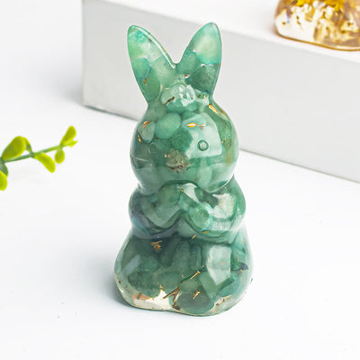 Olivenorma Crystal Gravel Epoxy Wishing Rabbit Gemstone Decoration - Green Aventurine - image 13