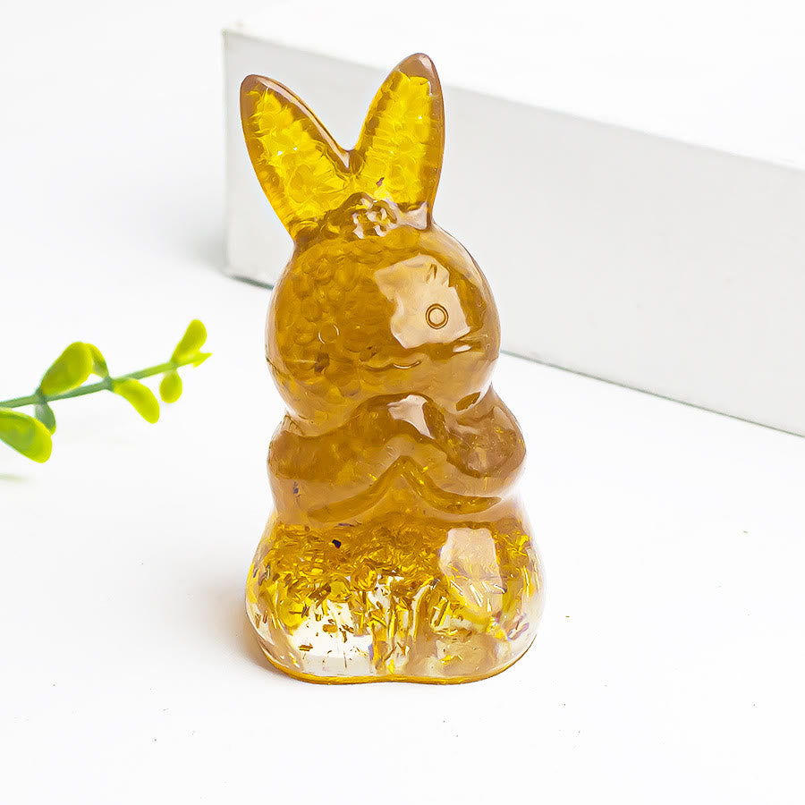 Olivenorma Crystal Gravel Epoxy Wishing Rabbit Gemstone Decoration - Citrine - image 6