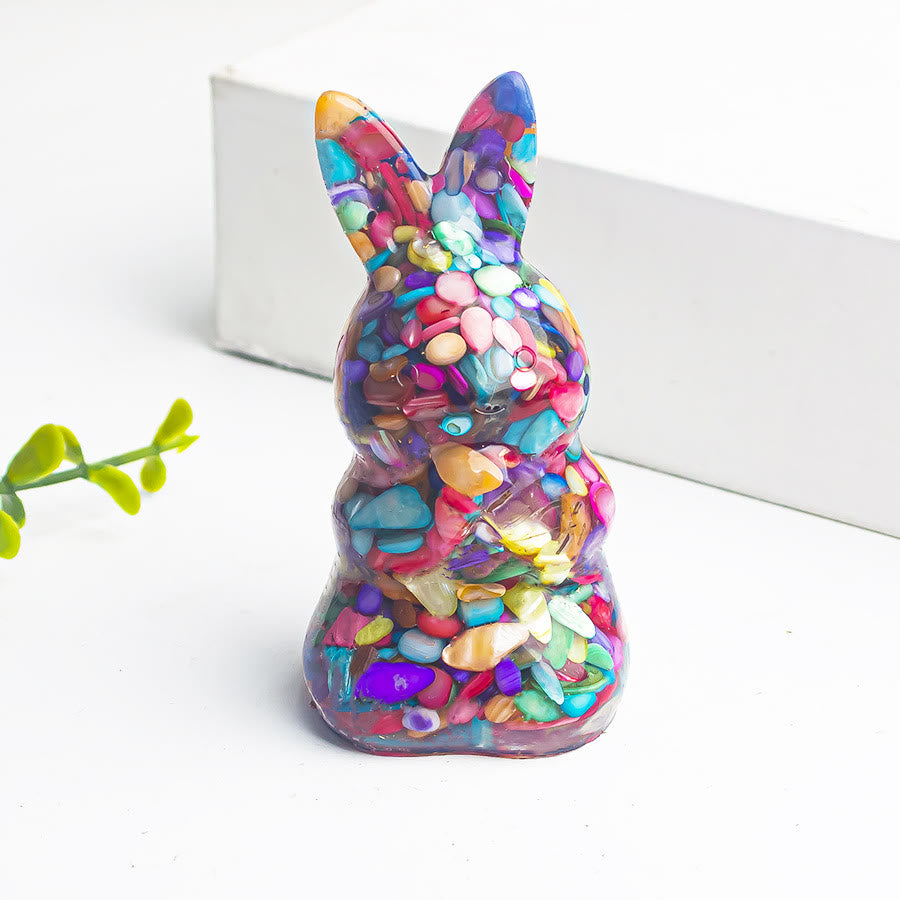 Olivenorma Crystal Gravel Epoxy Wishing Rabbit Gemstone Decoration - Colored Shells - image 25