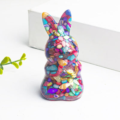 Olivenorma Crystal Gravel Epoxy Wishing Rabbit Gemstone Decoration - Colored Shells - image 25