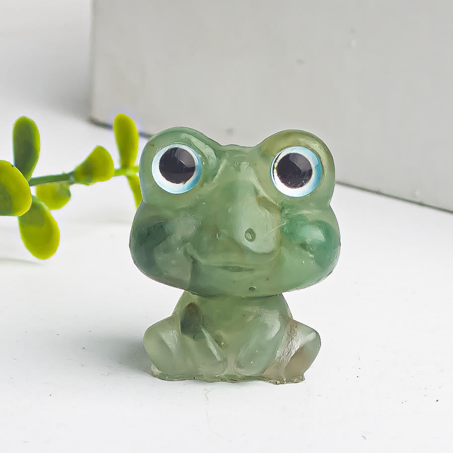 Olivenorma Crystal Gravel Epoxy Frog Gemstone Decoration - Green Aventurine - image 7