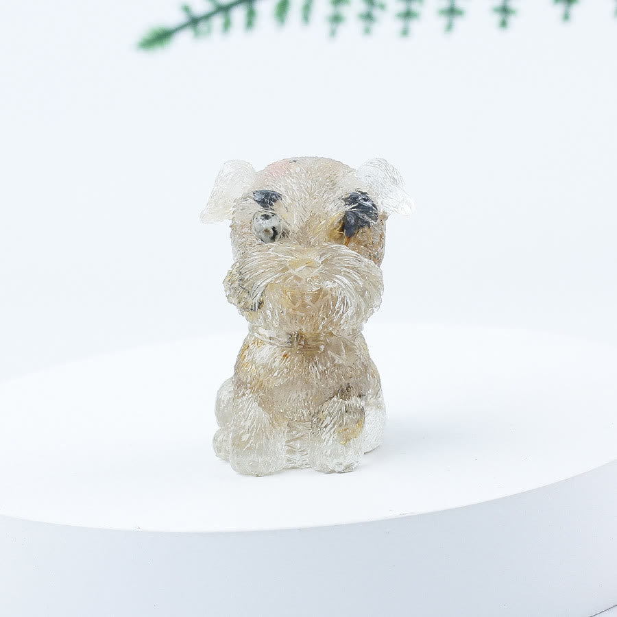 Olivenorma Crystal Gravel Epoxy Mini Schnauzer Gemstone Decoration - Gold Rutilated Quartz - image 30