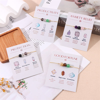 Olivenorma 9Pcs Natural Stone Healing Crystal Yoga Wish Bracelet
