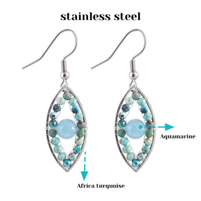 Olivenorma African Turquoise Aquamarine Evil Eye Pendant Earrings