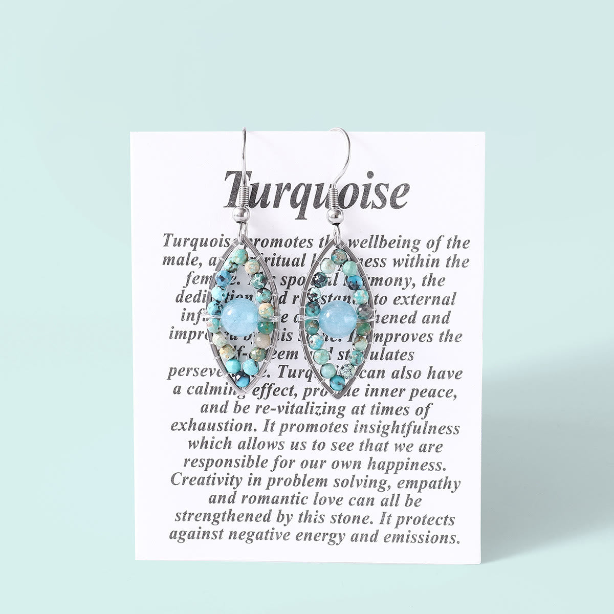 Olivenorma African Turquoise Aquamarine Evil Eye Pendant Earrings