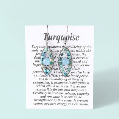 Olivenorma African Turquoise Aquamarine Evil Eye Pendant Earrings