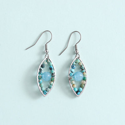 Olivenorma African Turquoise Aquamarine Evil Eye Pendant Earrings