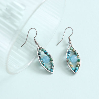 Olivenorma African Turquoise Aquamarine Evil Eye Pendant Earrings