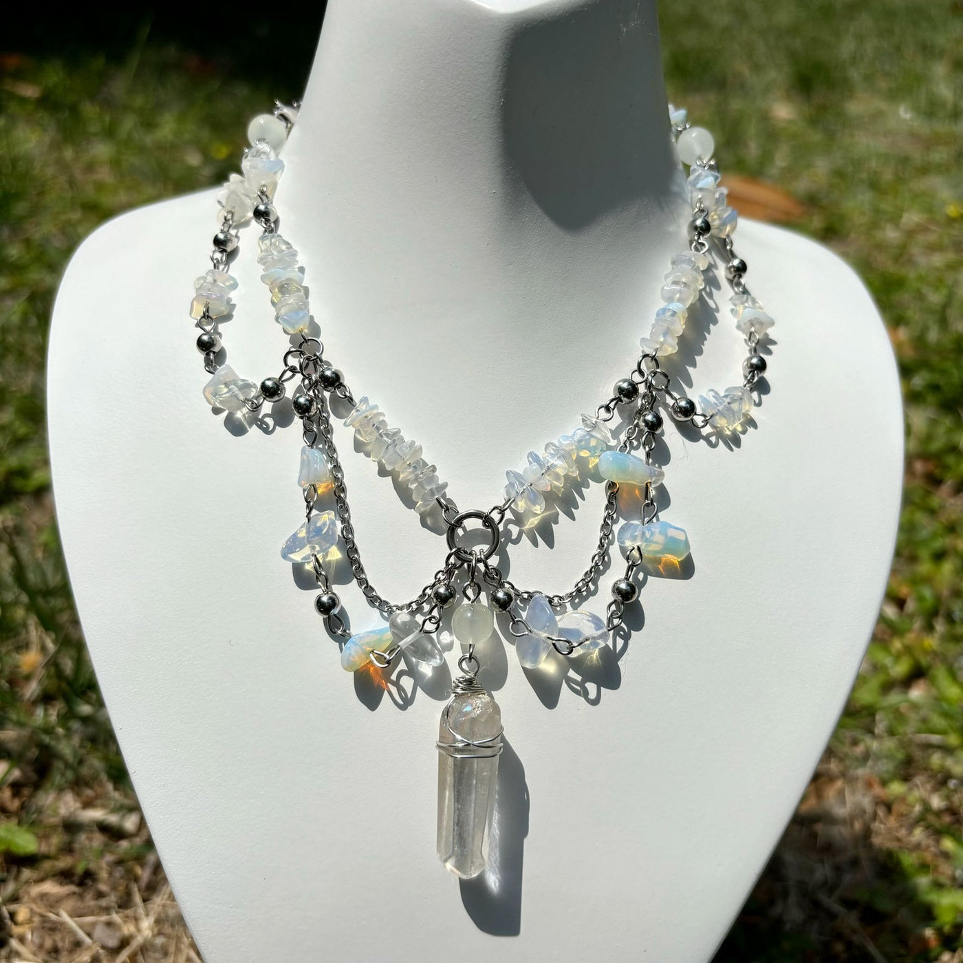 Olivenorma Natural Opalite Layered Choker Necklace