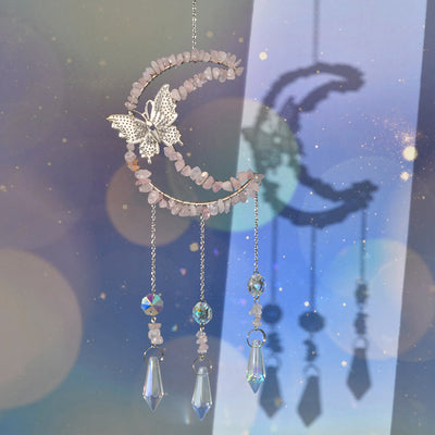 Olivenorma Natural Crystal Moon Butterfly Wind Chime