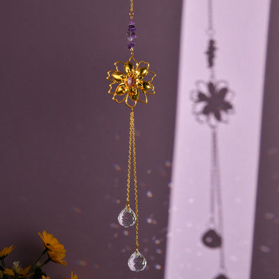 Olivenorma Natural Gravel Lotus Pendant Suncatcher Wind Chime