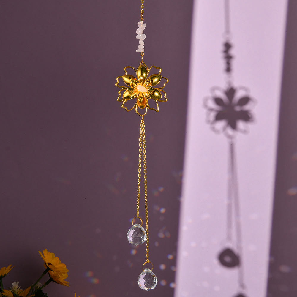 Olivenorma Natural Gravel Lotus Pendant Suncatcher Wind Chime