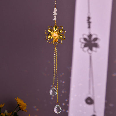 Olivenorma Natural Gravel Lotus Pendant Suncatcher Wind Chime