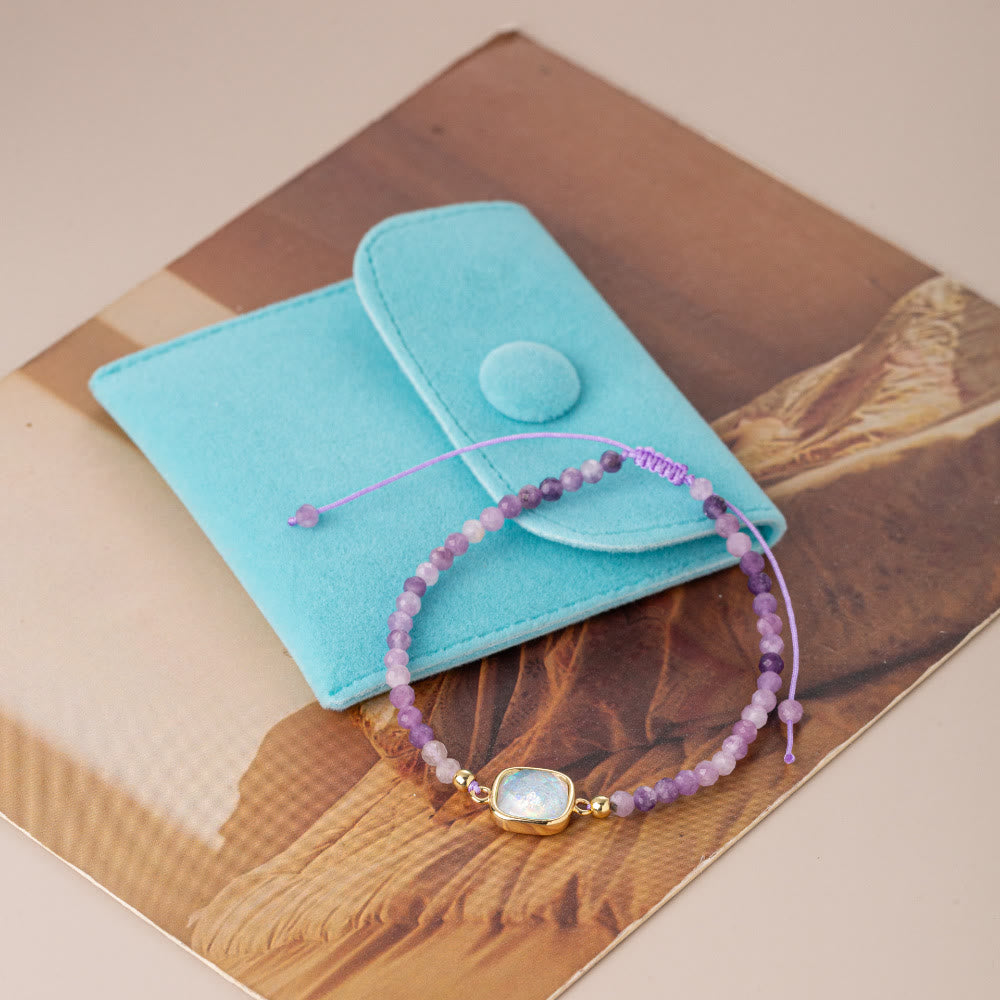 Olivenorma Natural Crystal Beads Colored Opal Pendant Bracelet