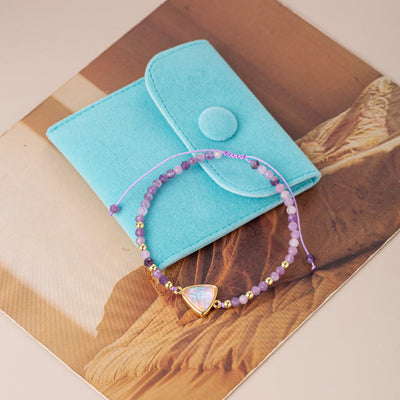 Olivenorma Natural Crystal Beads Colored Opal Pendant Bracelet