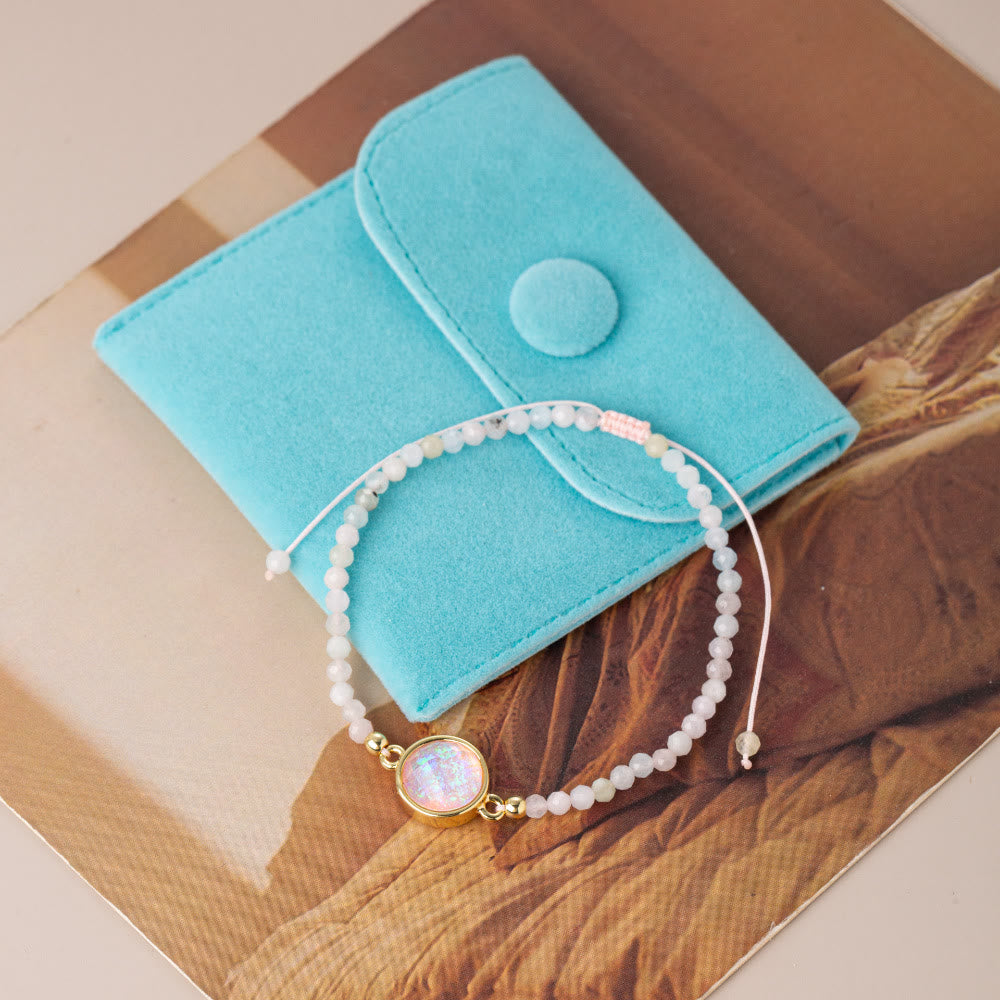 Olivenorma Natural Crystal Beads Colored Opal Pendant Bracelet