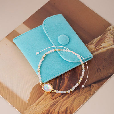 Olivenorma Natural Crystal Beads Colored Opal Pendant Bracelet