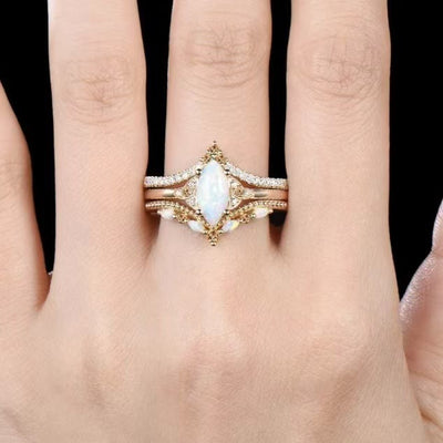 Olivenorma Eternal Glow Opal Promise Ring Set