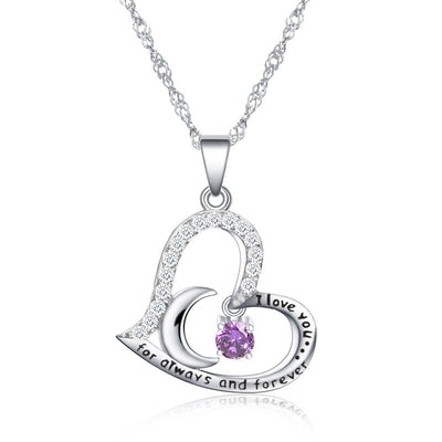 Olivenorma  "I Love you forever & always" Birthstone Necklace