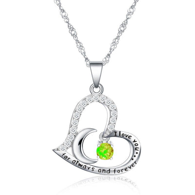 Olivenorma  "I Love you forever & always" Birthstone Necklace