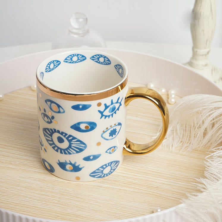 Olivenorma Evil Eye Hamsa Hand Ceramic Teacup