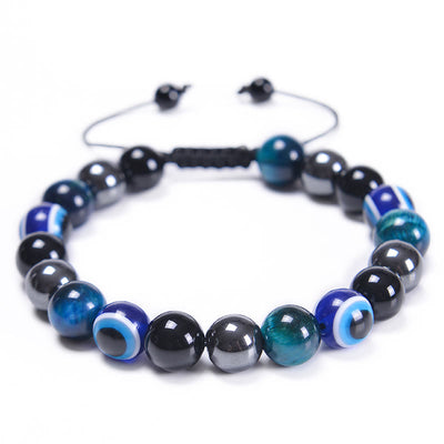 Olivenorma Obsidian Hematite Blue Red Tiger Eye Bracelet