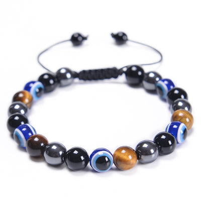 Olivenorma Obsidian Hematite Blue Red Tiger Eye Bracelet