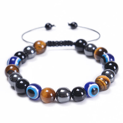 Olivenorma Obsidian Hematite Blue Red Tiger Eye Bracelet