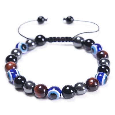 Olivenorma Obsidian Hematite Blue Red Tiger Eye Bracelet