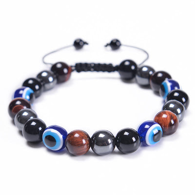 Olivenorma Obsidian Hematite Blue Red Tiger Eye Bracelet