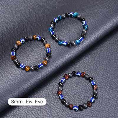 Olivenorma Obsidian Hematite Blue Red Tiger Eye Bracelet