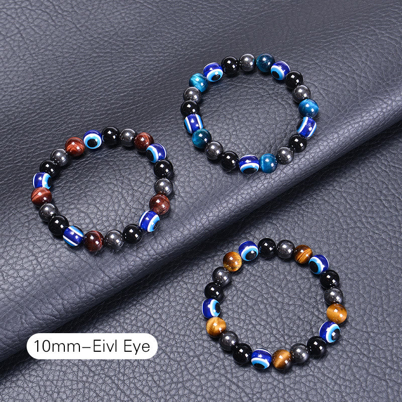 Olivenorma Obsidian Hematite Blue Red Tiger Eye Bracelet