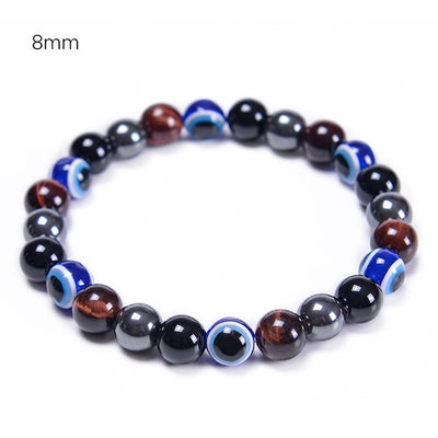 Olivenorma Obsidian Hematite Blue Red Tiger Eye Bracelet