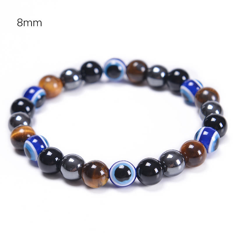 Olivenorma Obsidian Hematite Blue Red Tiger Eye Bracelet