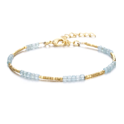 Olivenorma Natural Stone Cube Cut Metal Buckle Bracelet