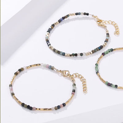 Olivenorma Natural Stone Cube Cut Metal Buckle Bracelet