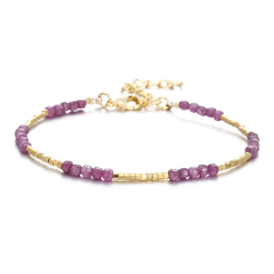 Olivenorma Natural Stone Cube Cut Metal Buckle Bracelet