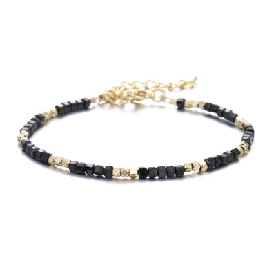 Olivenorma Natural Stone Cube Cut Metal Buckle Bracelet