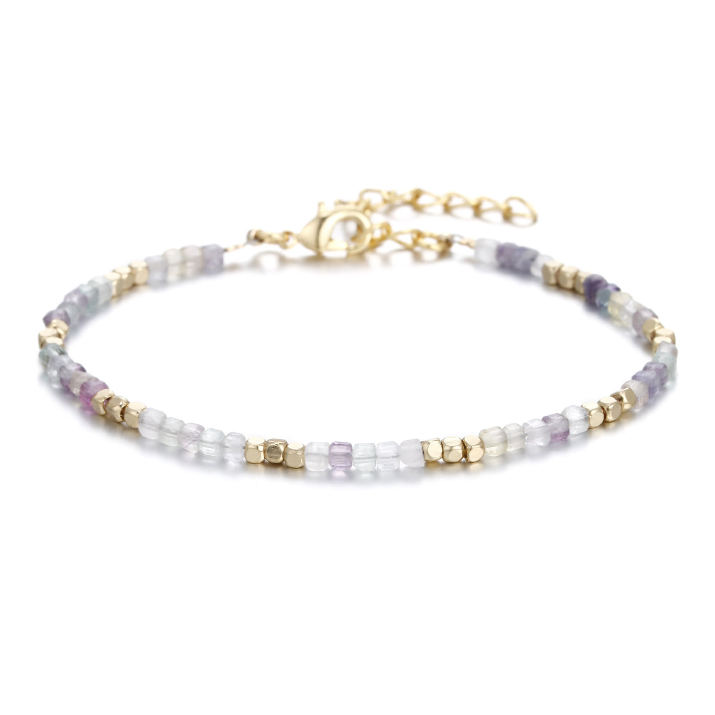 Olivenorma Natural Stone Cube Cut Metal Buckle Bracelet