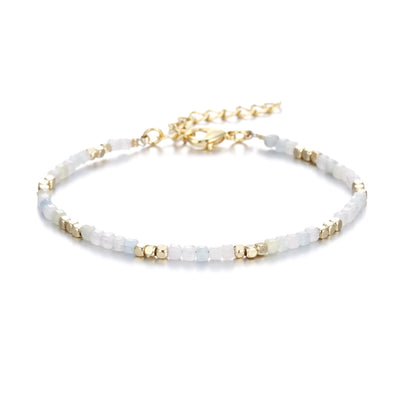 Olivenorma Natural Stone Cube Cut Metal Buckle Bracelet