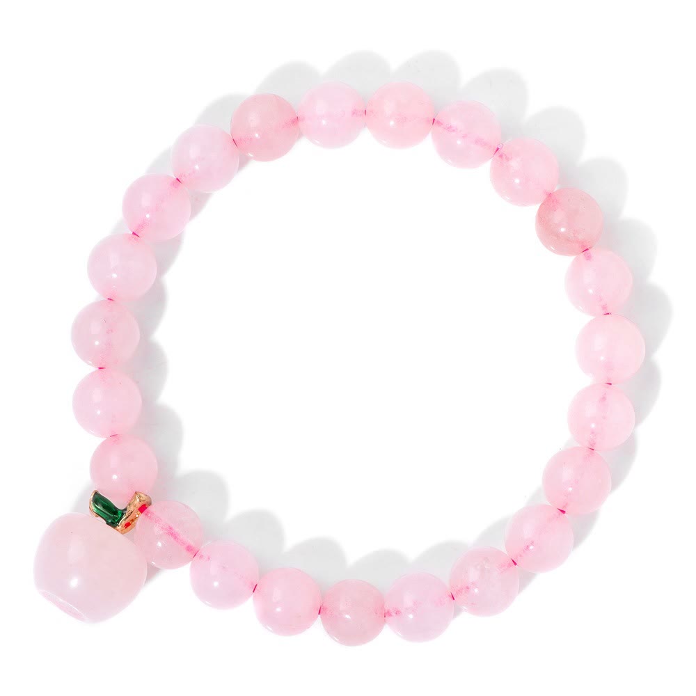 Olivenorma 8mm Natural Stone Beads Apple Pendant Bracelet