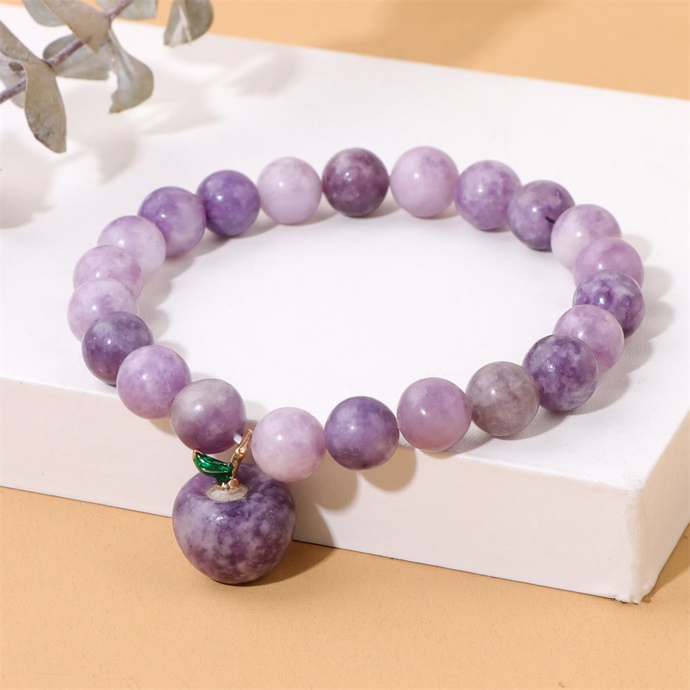 Olivenorma 8mm Natural Stone Beads Apple Pendant Bracelet