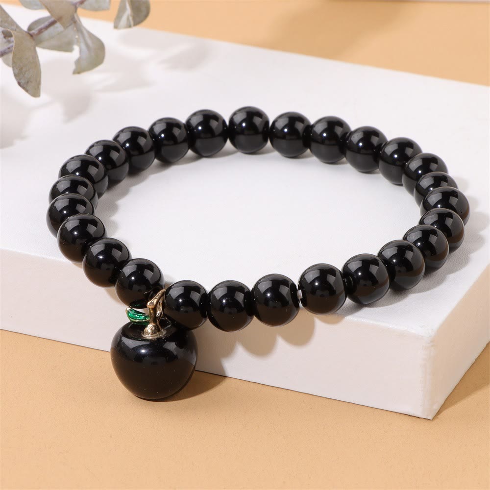 Olivenorma 8mm Natural Stone Beads Apple Pendant Bracelet