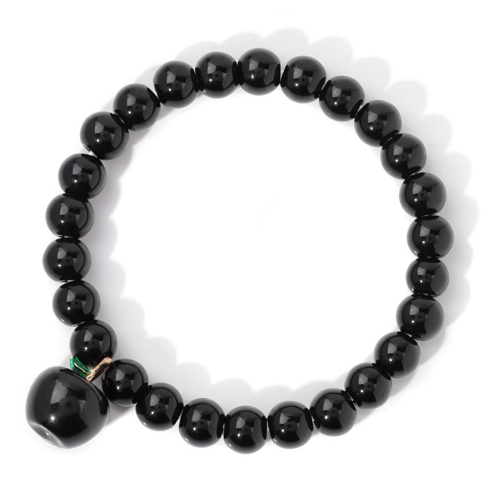 Olivenorma 8mm Natural Stone Beads Apple Pendant Bracelet