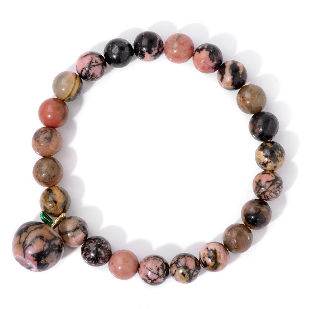 Olivenorma 8mm Natural Stone Beads Apple Pendant Bracelet