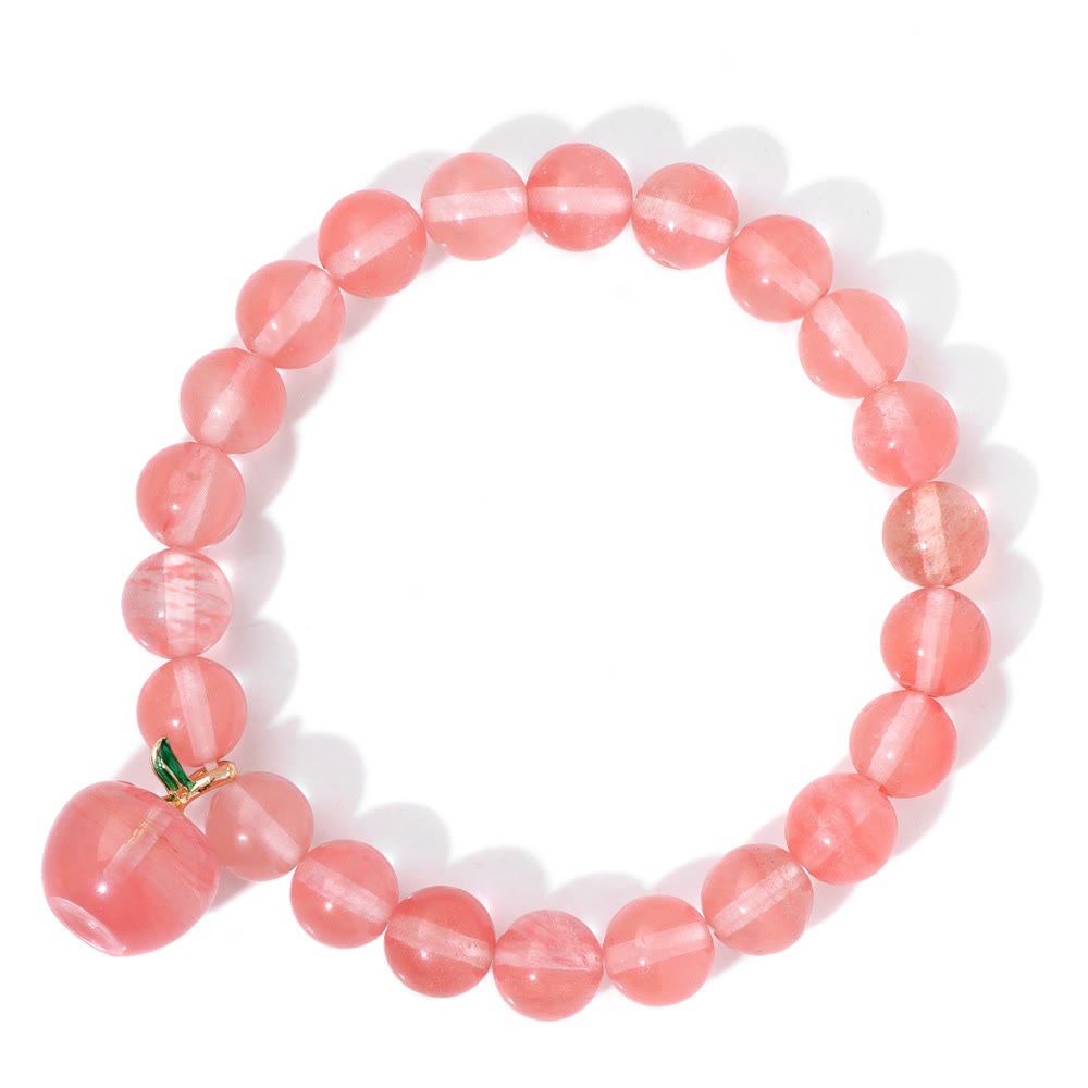 Olivenorma 8mm Natural Stone Beads Apple Pendant Bracelet